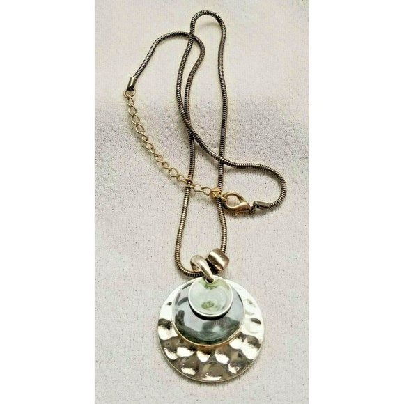Kenneth Cole Pendent Necklace 3 Discs Enameled 16" plus 2" Extender. Marked KC - Picture 1 of 5